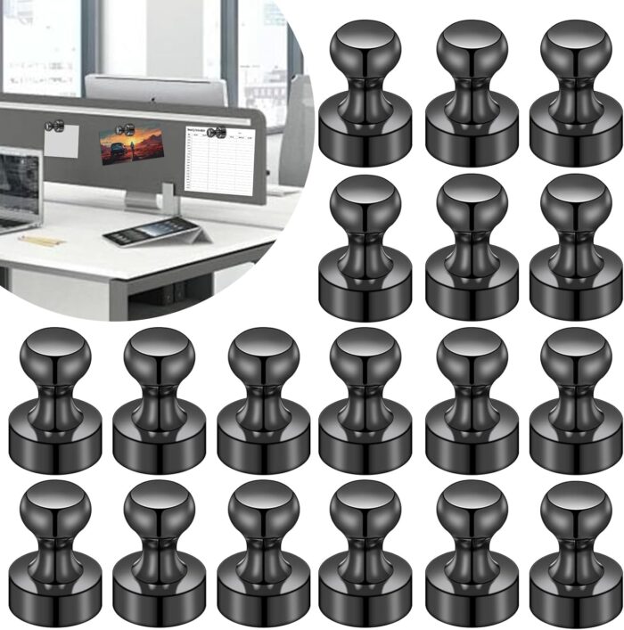 LOVIMAG 12Pcs Black Fridge Magnets, Small and Strong Magnets for Whiteboard, Office, Classroom, Map, Kitchen