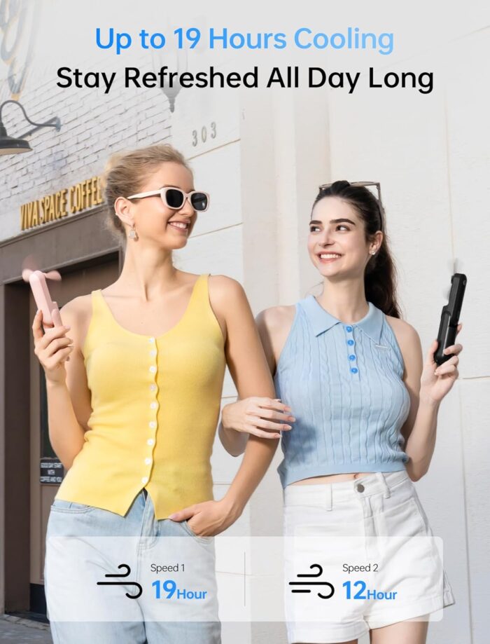 JISULIFE Handheld Mini Fan, 3 IN 1 USB Rechargeable Portable Fan